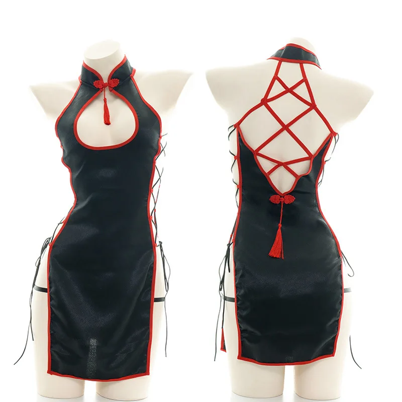 Funny Open-chest Strapping Cheongsam Sexy Nightgown Game Uniform Suit Seduction Female Uniform 
Funny Open-chest Strapping Cheongsam Sexy Nightgown Game Uniform Suit Seduction Female Uniform