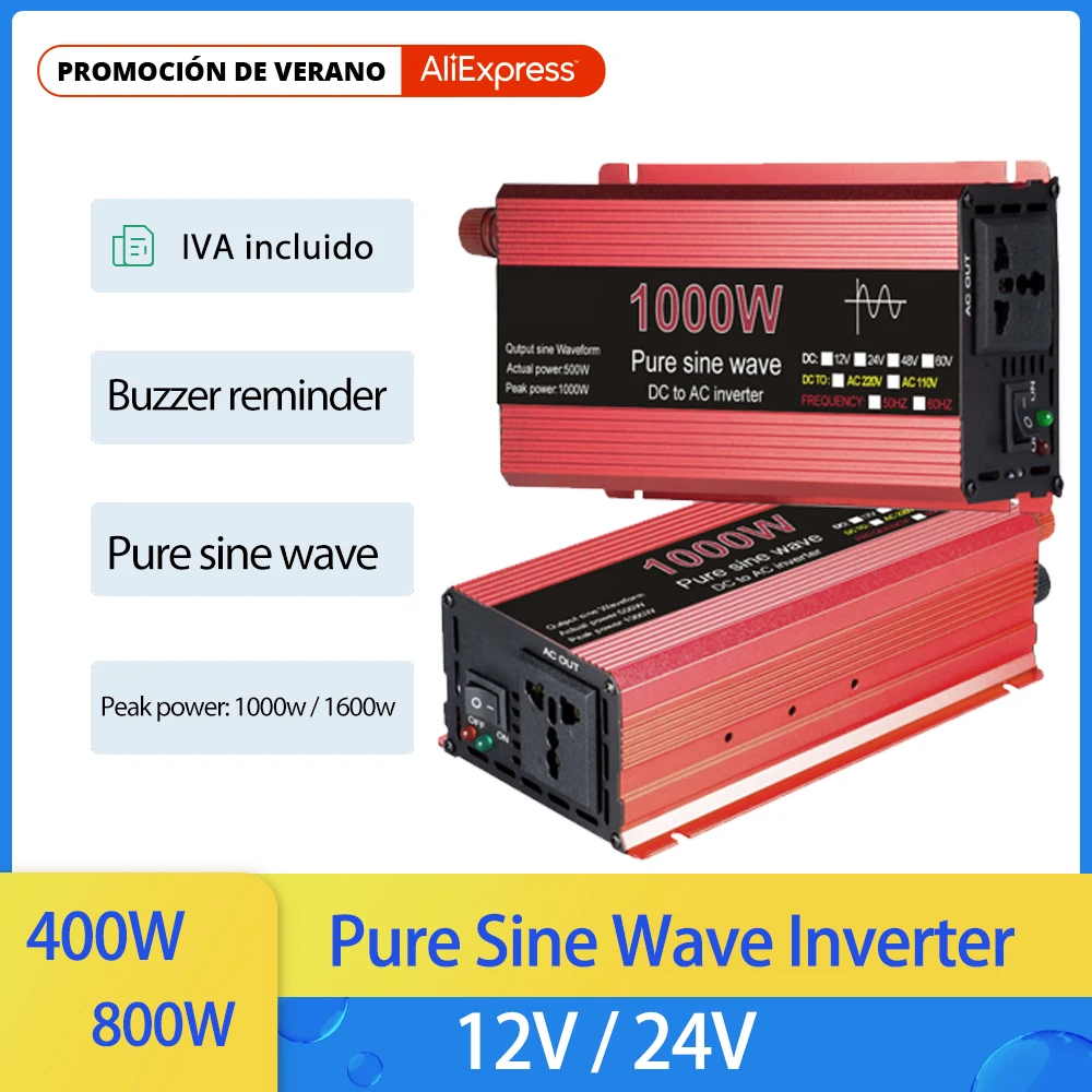Pure Sine Wave Inverter 12-24V To AC 110V- Voltage 1000W 1600W Transformer Power Converter Solar Car Inverter Auto Accessories
Pure Sine Wave Inverter 12-24V To AC 110V- Voltage 1000W 1600W Transformer Power Converter Solar Car Inverter Auto Accessories