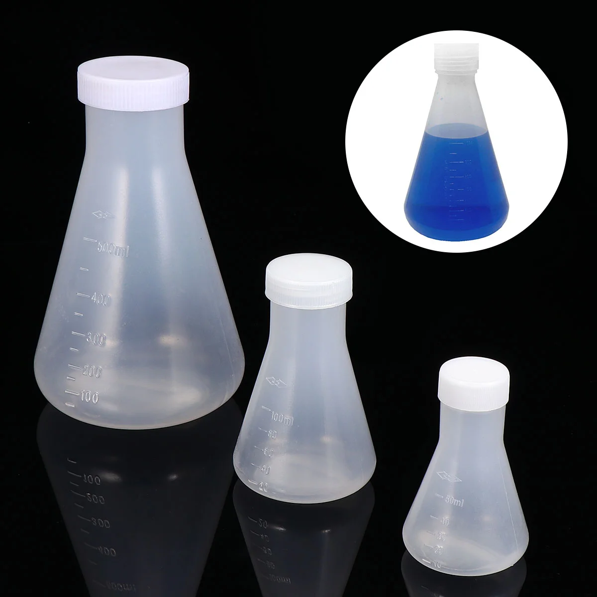 

Conical Flask 3Pcs Conical Flasks with Screw Caps Visible Measuring Cups for Laboratory Students Experiment Chemistry ( Jars