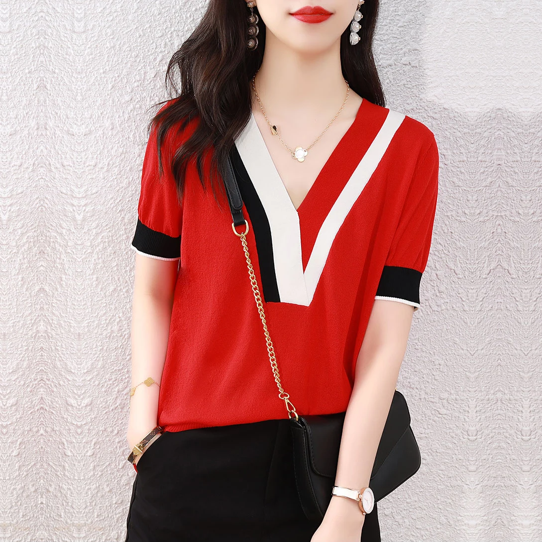 BOBOKATEER Short Sleeve Tshirt Women 2022 Knitted Woman Tshirts V-Neck Tee Shirt Femme T-shirty Damskie Camisas De Mujer Summer
BOBOKATEER Short Sleeve Tshirt Women 2022 Knitted Woman Tshirts V-Neck Tee Shirt Femme T-shirty Damskie Camisas De Mujer Summer