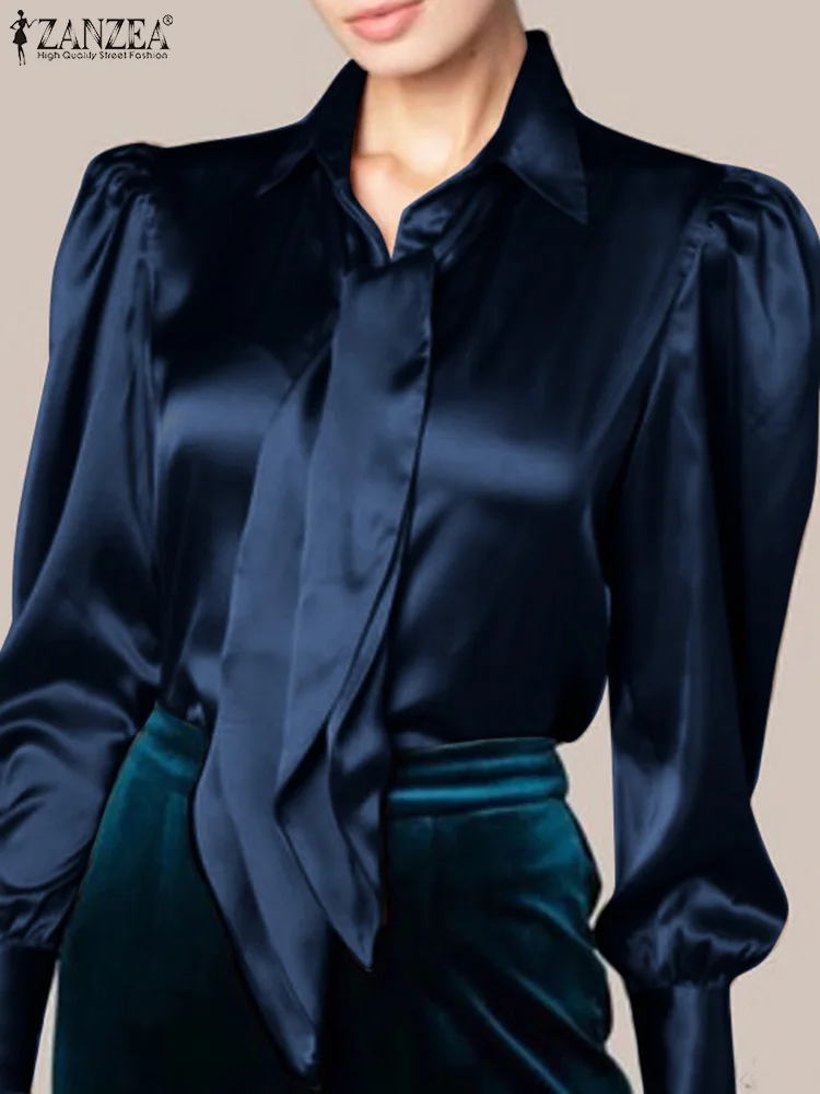 2022 Stylish Solid Blouse Women Casual Long Sleeve Lapel Neck Shirt ZANZEA Satin Tie Bow Chemise Office OL Tunic Top Femininas
2022 Stylish Solid Blouse Women Casual Long Sleeve Lapel Neck Shirt ZANZEA Satin Tie Bow Chemise Office OL Tunic Top Femininas