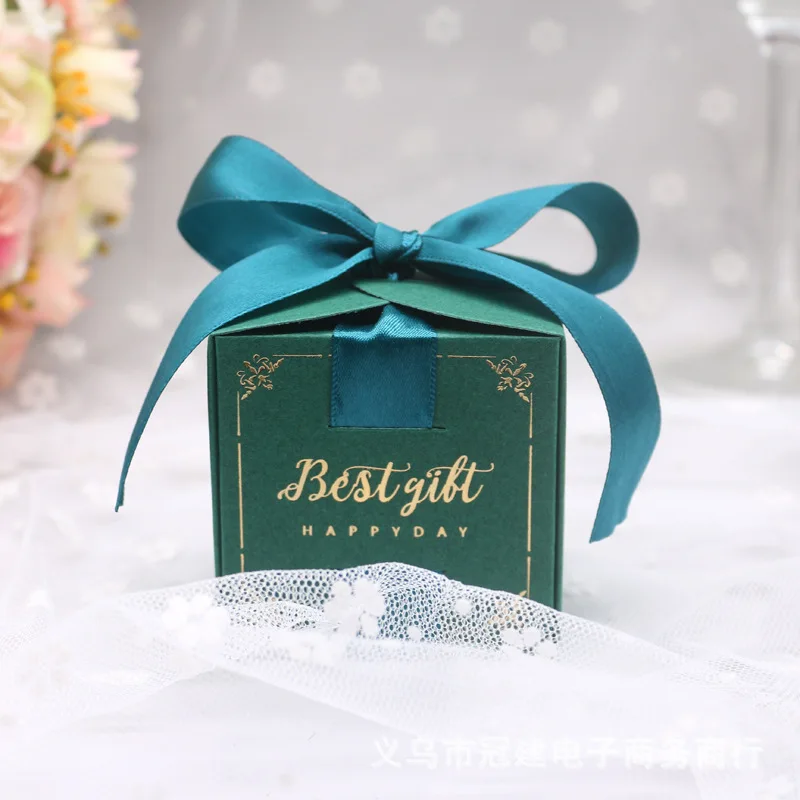 

Green Candy Box With ribbon chocolate gift boxes souvenirs for guests wedding favors and gifts Birthday Baby Shower Favors boxes
