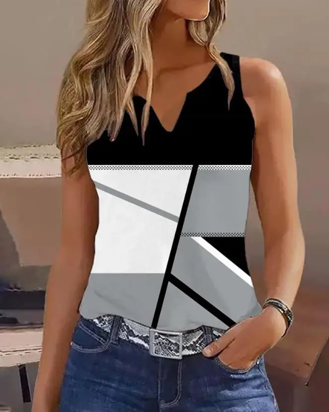 Casual Women's Tank Top 2023 Summer Fashion Geometric Print Notch Neck Sleeveless Tank Top Casual Daily Versatile Tee Tops
Casual Women's Tank Top 2023 Summer Fashion Geometric Print Notch Neck Sleeveless Tank Top Casual Daily Versatile Tee Tops