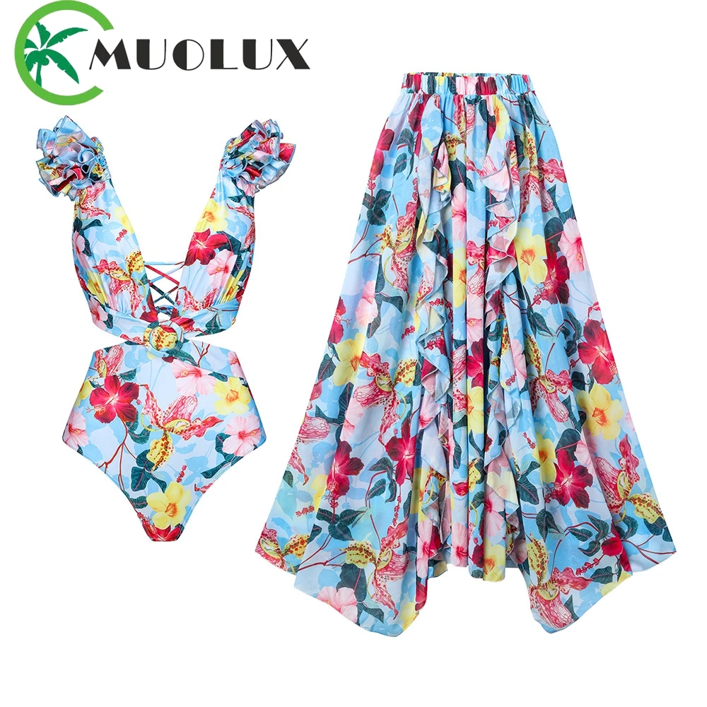MUOLUX Sexy 3D Flower One Piece Swimsuit 2023 Deep V Swimwear With Skirt Women Ruffle Print Beachwear Dress Cover Up Monokini
MUOLUX Sexy 3D Flower One Piece Swimsuit 2023 Deep V Swimwear With Skirt Women Ruffle Print Beachwear Dress Cover Up Monokini