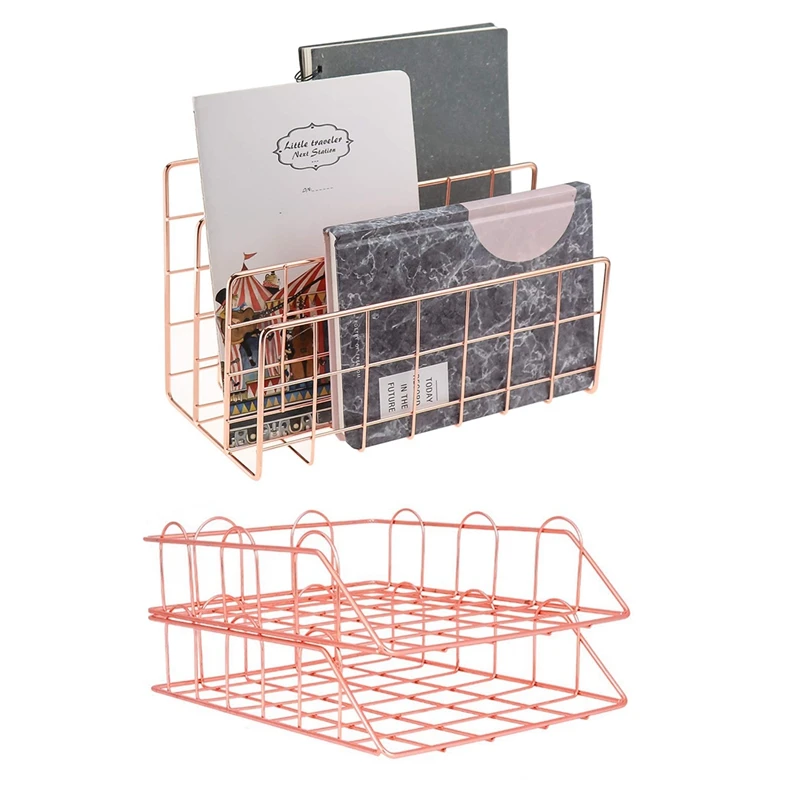 2Pcs Metal Stackable File Document Letter Tray Organizer & 1Pcs Desktop Mail Organizer, 3-Slot Metal, Rose Gold
2Pcs Metal Stackable File Document Letter Tray Organizer & 1Pcs Desktop Mail Organizer, 3-Slot Metal, Rose Gold