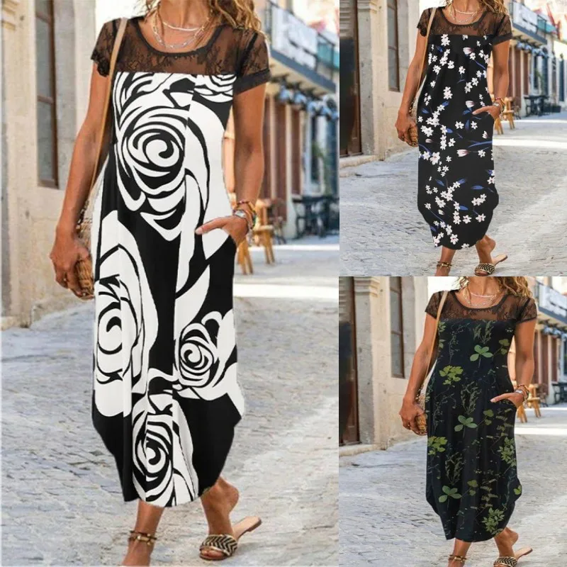 Women New Loose Lace Boho Vintage Ruffles Befree Printed Dress Summer Patchwork Party Beach Maxi Dresses Plus Sizes
Women New Loose Lace Boho Vintage Ruffles Befree Printed Dress Summer Patchwork Party Beach Maxi Dresses Plus Sizes