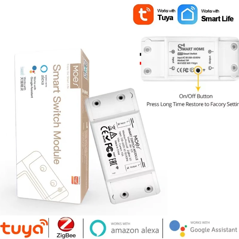 Tuya Wifi/Zigbee Smart Switch Smart Home Wireless Switch Alexa Google Home 10A Timer Voice Control DIY Automation Switch Module
Tuya Wifi/Zigbee Smart Switch Smart Home Wireless Switch Alexa Google Home 10A Timer Voice Control DIY Automation Switch Module