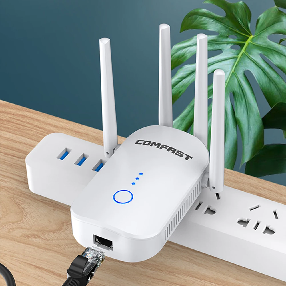 COMFAST 1200Mbps Wireless WiFi Range Extender Long Range Coverage Dual Band Repeater with 4 High Gain Antennas Repeater for Home
COMFAST 1200Mbps Wireless WiFi Range Extender Long Range Coverage Dual Band Repeater with 4 High Gain Antennas Repeater for Home
