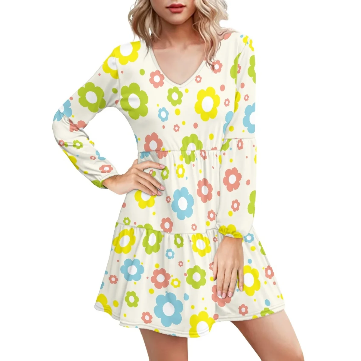 Colored Flower Pattern Mini Skirt Casual Cozy Long Sleeve Sexy Dress Trend Street Women Autumn Winter Long Sleeve Fashion Dress
Colored Flower Pattern Mini Skirt Casual Cozy Long Sleeve Sexy Dress Trend Street Women Autumn Winter Long Sleeve Fashion Dress