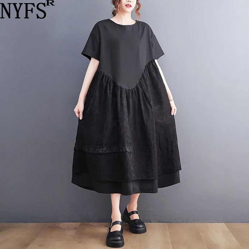 NYFS 2022 Summer New Office Lady Woman Dress Vestidos Robe Elbise Cotton Jacquard Mesh Plus Size Short Sleeve Long Dress
NYFS 2022 Summer New Office Lady Woman Dress Vestidos Robe Elbise Cotton Jacquard Mesh Plus Size Short Sleeve Long Dress