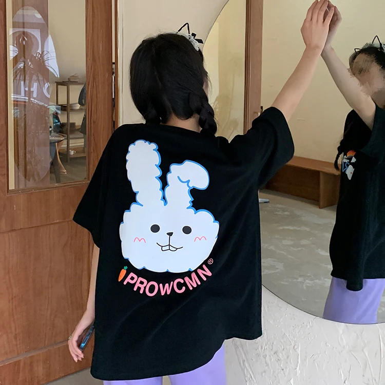 4 Sizes Casual All Match Fashion Cartoon Rabbit Pattern Letter Short Sleeve Summer Oversize Loose Short Sleeve Women Top T-shirt
4 Sizes Casual All Match Fashion Cartoon Rabbit Pattern Letter Short Sleeve Summer Oversize Loose Short Sleeve Women Top T-shirt