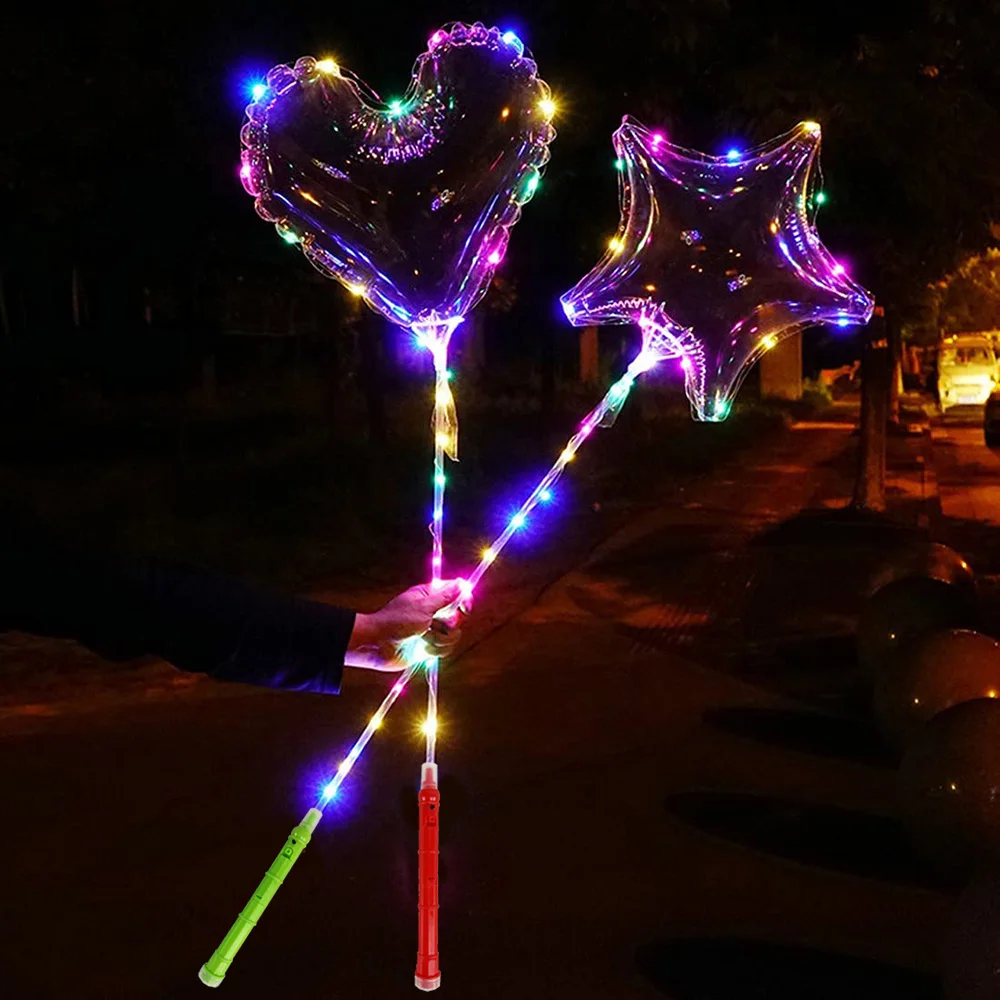 

1Set LED Balloon Flashing Handle LED Light Up Bobo Balloons Heart for Christmas Wedding Decorations Kids Birthday Party Decor