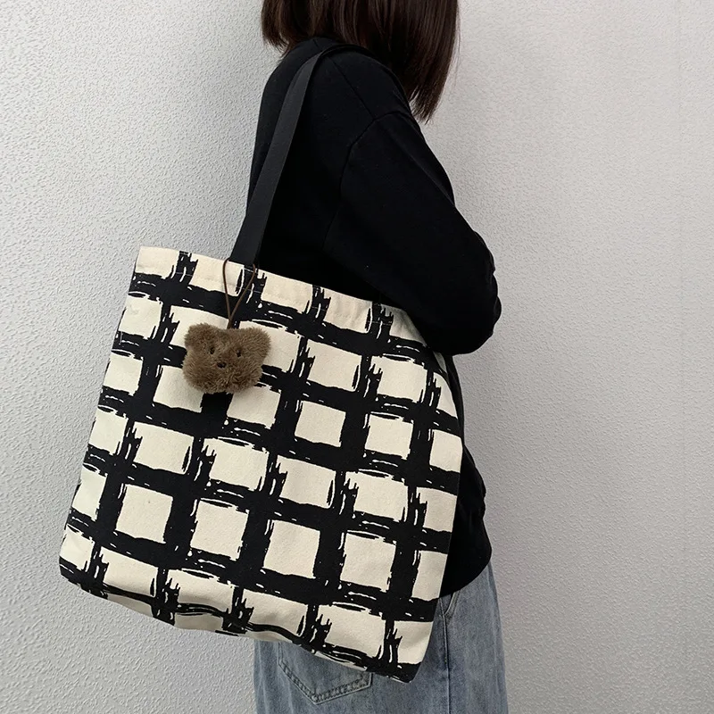 Large Capacity Canvas Bag for Women Shoulder Schoolbag Simple Artistic Square Plaid Zipper Girls Top-handle Campus Commuter
Large Capacity Canvas Bag for Women Shoulder Schoolbag Simple Artistic Square Plaid Zipper Girls Top-handle Campus Commuter