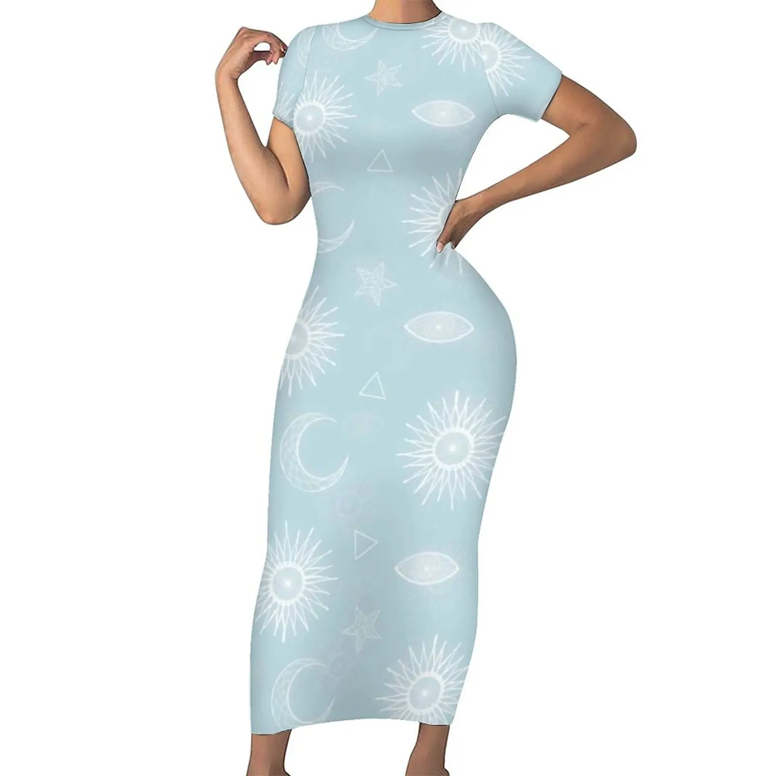 Magical Symbol Dress Short Sleeve White Moon Sun Stars Street Style Maxi Dresses Cute Bodycon Dress Graphic Oversize Vestidos
Magical Symbol Dress Short Sleeve White Moon Sun Stars Street Style Maxi Dresses Cute Bodycon Dress Graphic Oversize Vestidos