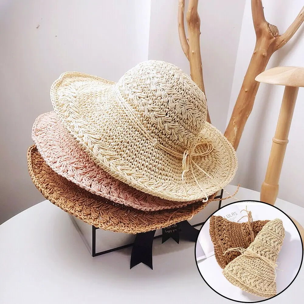 

Women Ladies Women's Fashion Fisherman Cap Foldable Straw Beach Hat Hand-woven Bucket Sunscreen Hats Floppy Derby Hat