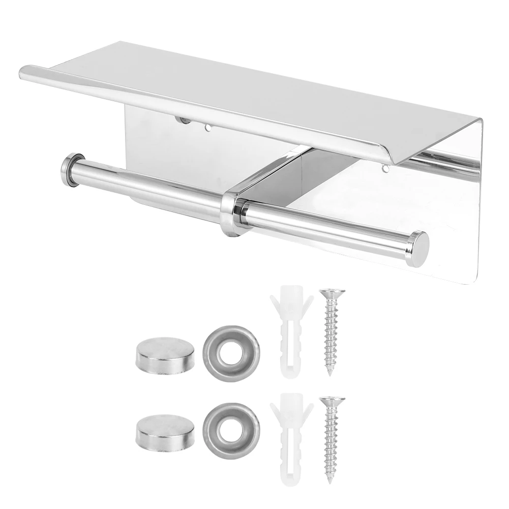 Stainless Steel Dual Rack Roll Paper Holder Toilet Paper Rack with Mobile Phone Storage Shelf Roll Roll Roll Roll
Stainless Steel Dual Rack Roll Paper Holder Toilet Paper Rack with Mobile Phone Storage Shelf Roll Roll Roll Roll
