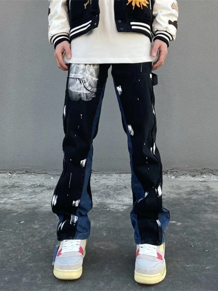 Hip Hop Jeans Men Black Stitching Pants Gothic Punk Cargo Pant Casual Men Fashion Trousers Street Wear Spring Autumn New Bottoms
Hip Hop Jeans Men Black Stitching Pants Gothic Punk Cargo Pant Casual Men Fashion Trousers Street Wear Spring Autumn New Bottoms
