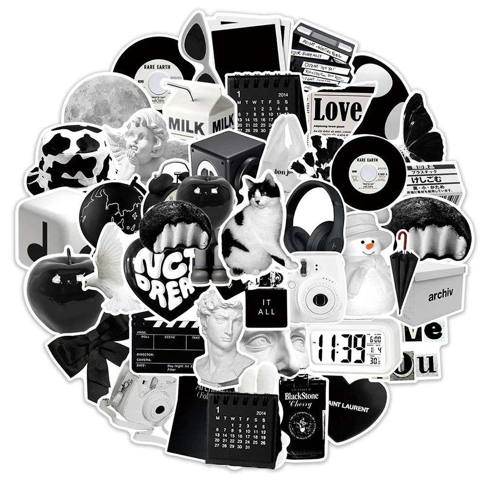 Стильные Простые черные и белые наклейки INS, 10/30/50 шт., милые наклейки, украшения «сделай сам», наклейки на стену телефона, ноутбука, холодильника
Стильные Простые черные и белые наклейки INS, 10/30/50 шт., милые наклейки, украшения «сделай сам», наклейки на стену телефона, ноутбука, холодильника