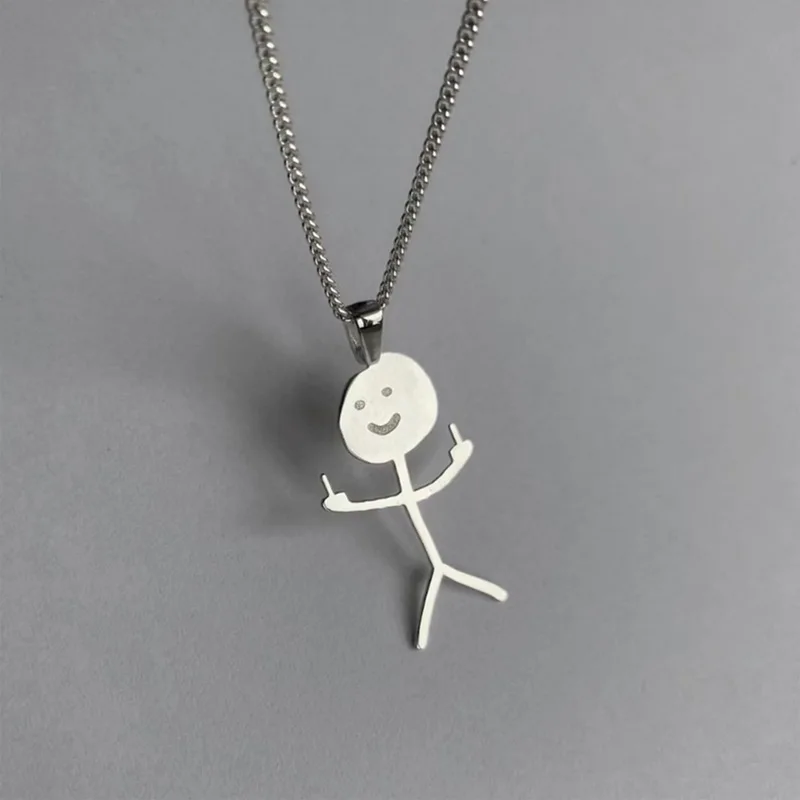Hip Hop Fxck You Doodle Necklace For Man Woman Titanium Steel Middle Finger Stickman Pendant Party Gift 2022 New Trend Jewelry
Hip Hop Fxck You Doodle Necklace For Man Woman Titanium Steel Middle Finger Stickman Pendant Party Gift 2022 New Trend Jewelry