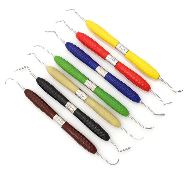 7Pcs Resin filler Aesthetic restoration Dental kit fit Resin knife Plastic dresser with silicone handle Dental instruments
7Pcs Resin filler Aesthetic restoration Dental kit fit Resin knife Plastic dresser with silicone handle Dental instruments