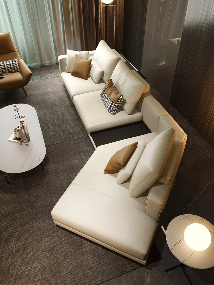 Italian minimalist leather sofa light luxury fashion creative corner down three person arc leather sofa brand
Italian minimalist leather sofa light luxury fashion creative corner down three person arc leather sofa brand