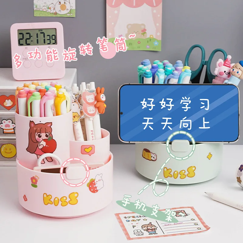 Storage Box Kawaii Plastic Multifunctional Desktop Organizer Pen Holder Phone Stand Holder Rotating Pen Holder School Stationery
Storage Box Kawaii Plastic Multifunctional Desktop Organizer Pen Holder Phone Stand Holder Rotating Pen Holder School Stationery