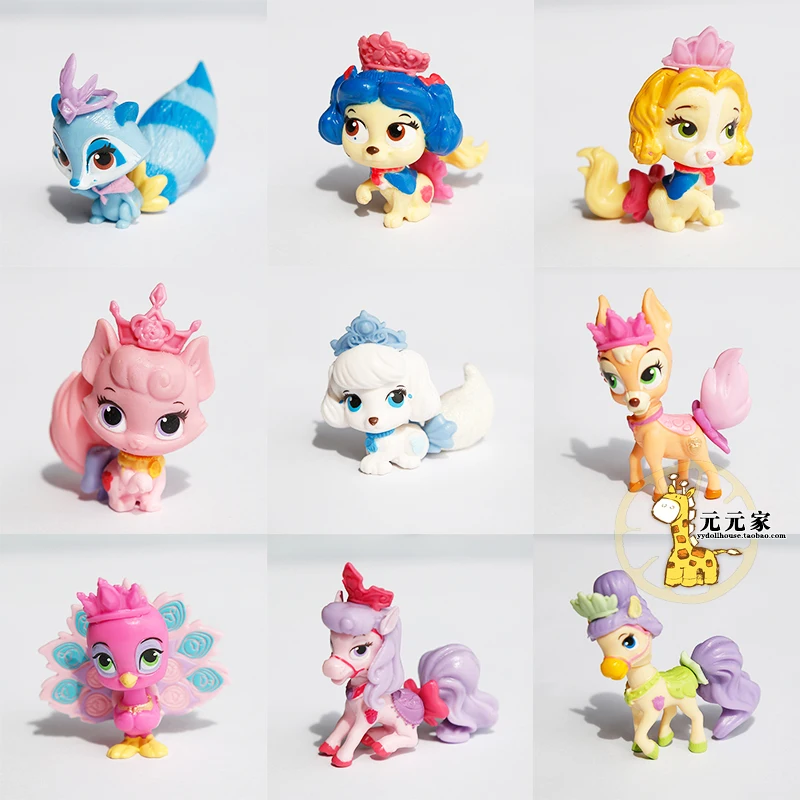 

Disney Anime Kawaii Princess Palace Pet Dolls Decorations Head Tail Rotatable Girls Play House Toys Figurine