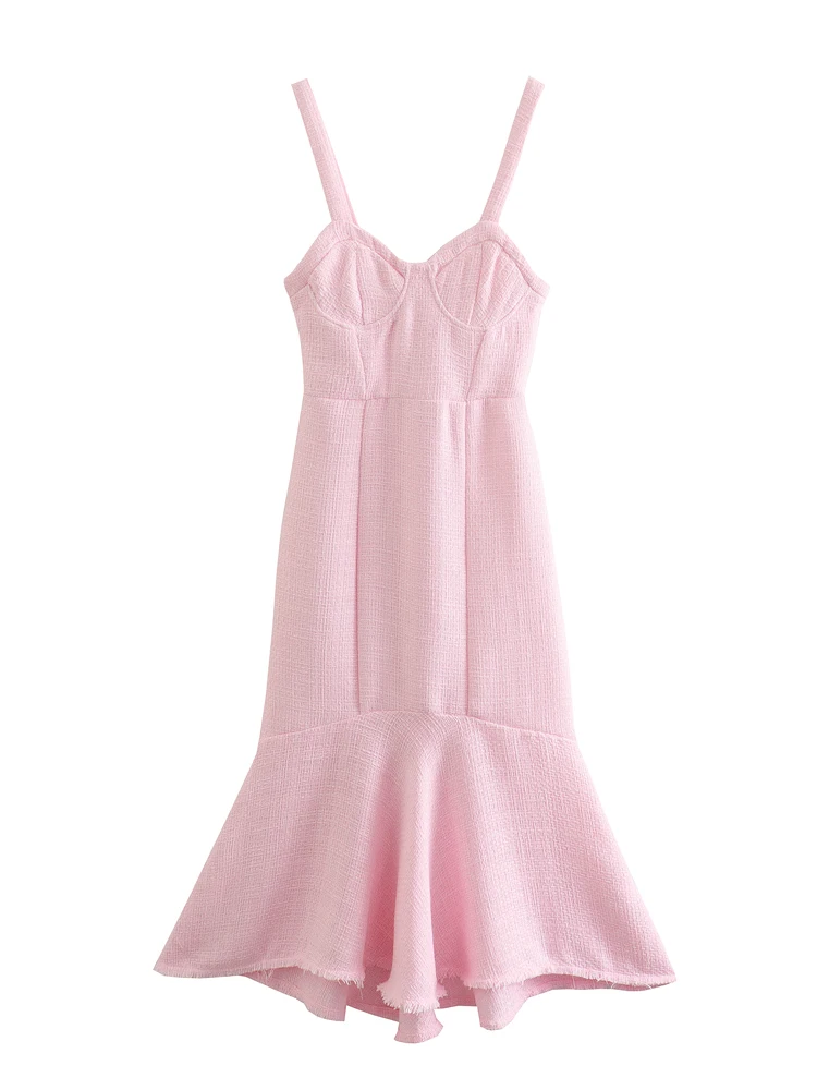 TRAF Women Fashion With Ruffles Tweed Asymmetric Midi Dress Vintage Sweetheart Neck Wide Straps Female Dresses Vestidos
TRAF Women Fashion With Ruffles Tweed Asymmetric Midi Dress Vintage Sweetheart Neck Wide Straps Female Dresses Vestidos