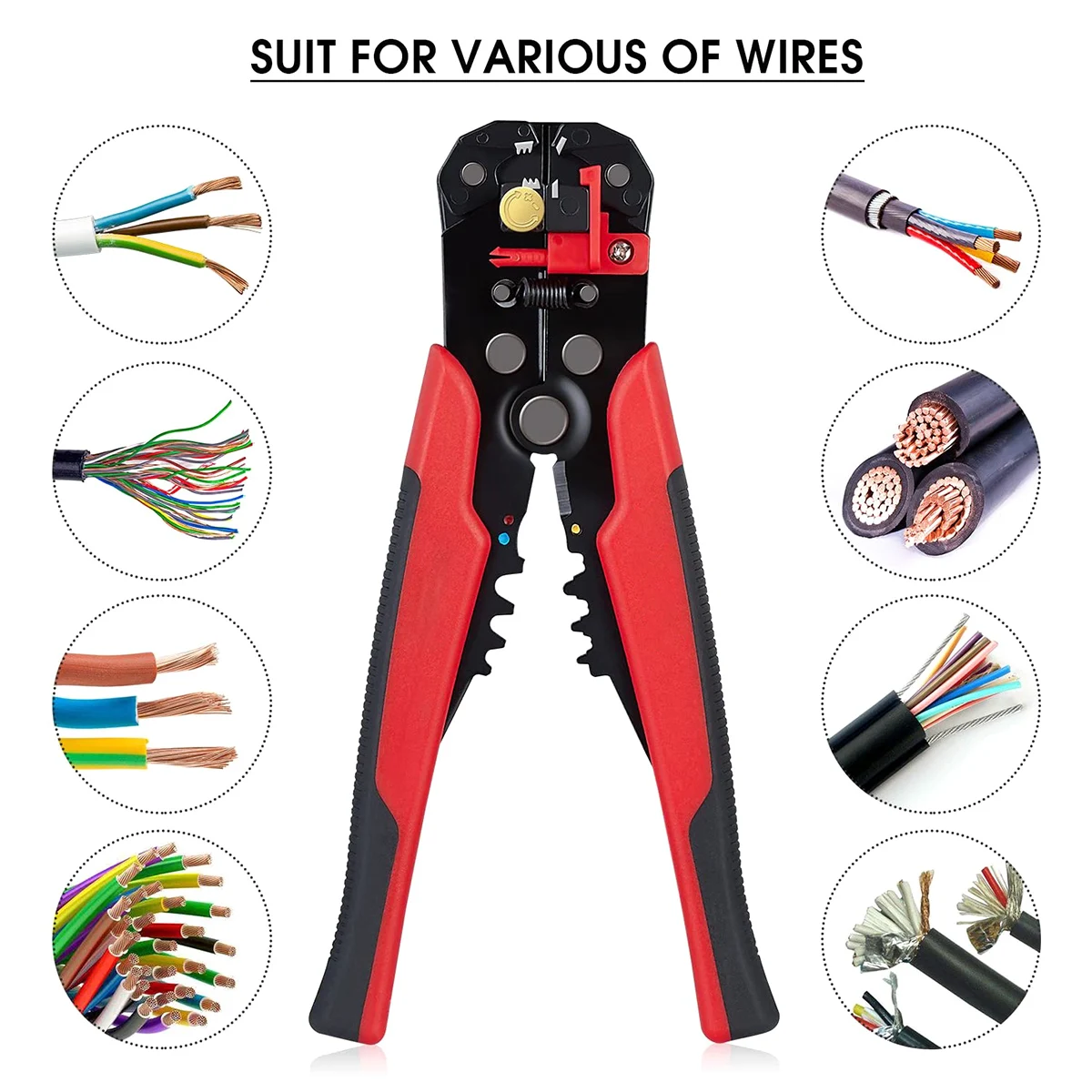8 Inch Wire Stripper Self-adjusting Cable Cutter Crimper Automatic Wire Stripping Tool Cutting Pliers Tool for electrician 
8 Inch Wire Stripper Self-adjusting Cable Cutter Crimper Automatic Wire Stripping Tool Cutting Pliers Tool for electrician