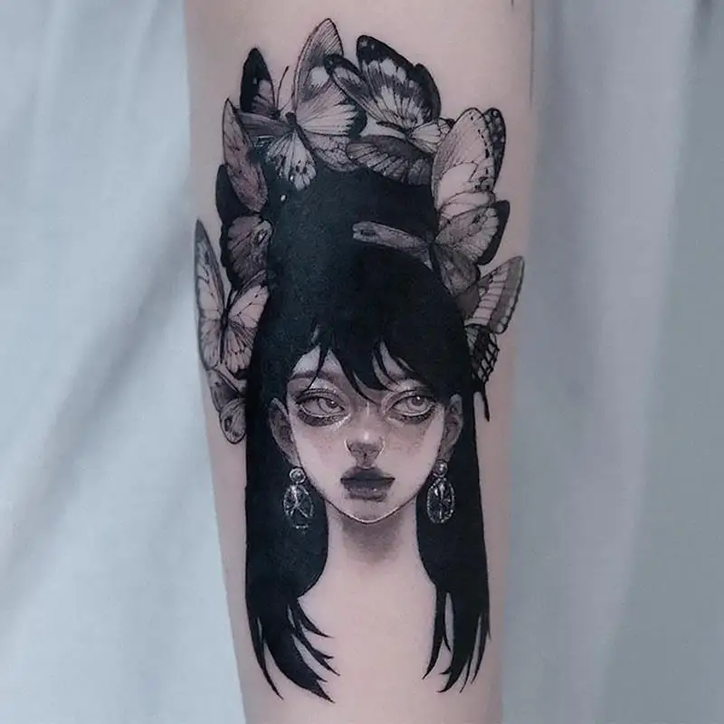 2022 New Dark Butterfly Girl Art Waterproof Tattoo Stickers for Woman Anime Gothic Girl Arm Thigh Body Temporary Tattoo
2022 New Dark Butterfly Girl Art Waterproof Tattoo Stickers for Woman Anime Gothic Girl Arm Thigh Body Temporary Tattoo