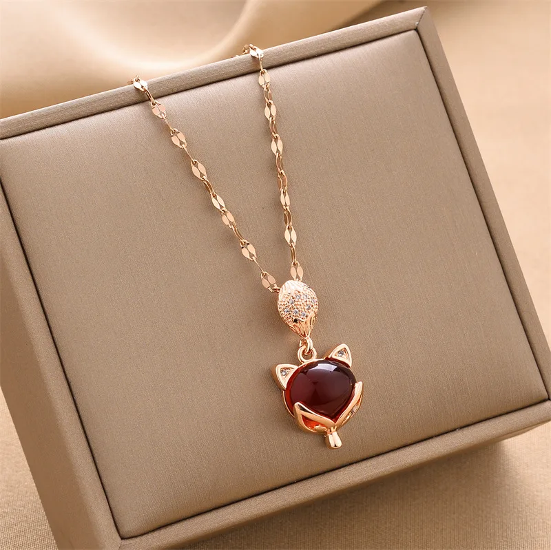 Do Not Fade Hot Sale Fox Pendant Necklace Fashion Stainless Steel Neck Chain Women Luxury All-match Jewelry Necklaces Wholesale
Do Not Fade Hot Sale Fox Pendant Necklace Fashion Stainless Steel Neck Chain Women Luxury All-match Jewelry Necklaces Wholesale