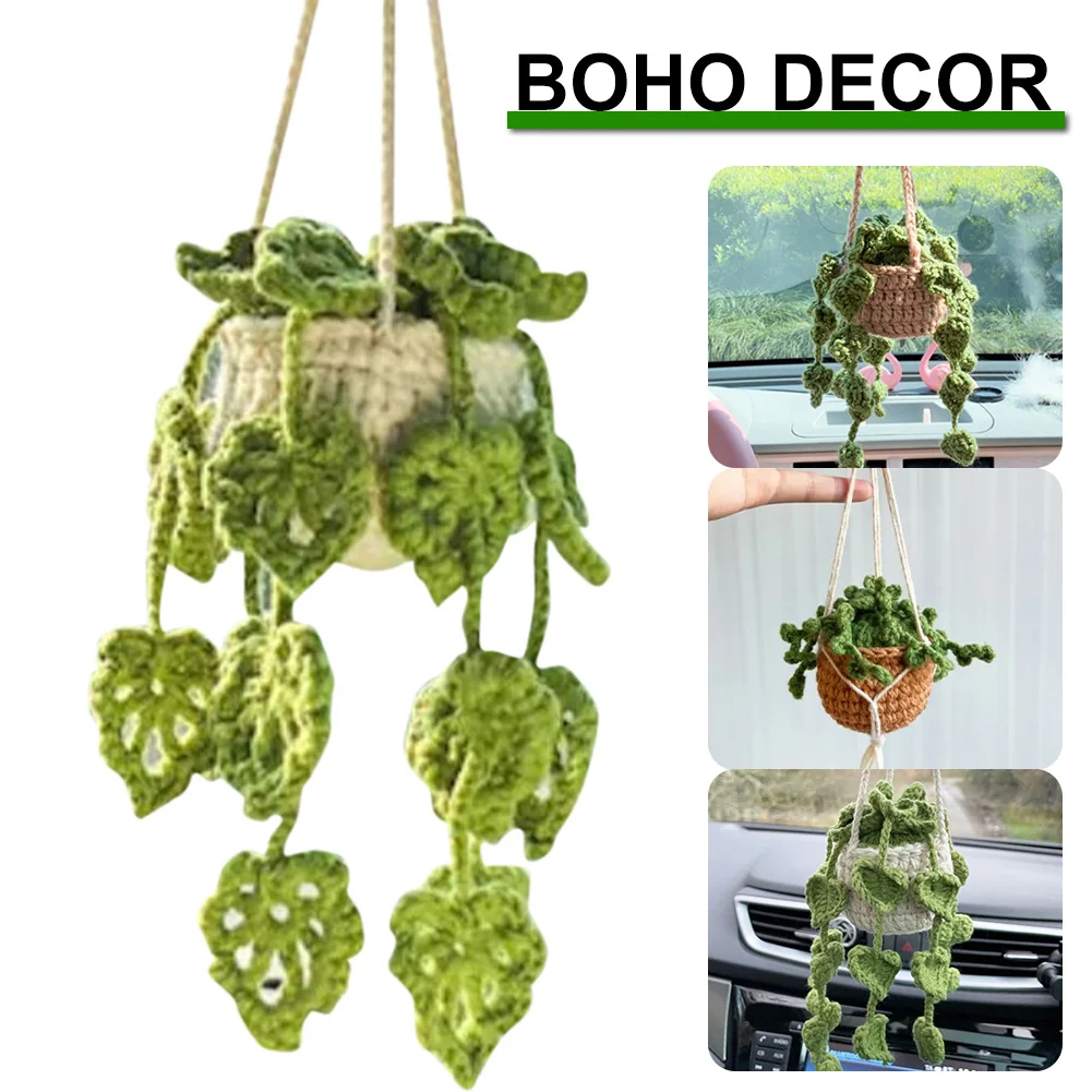 Universal Rearview Mirror Pendant Crochet Hanging Potted Plant Basket Ornaments Auto Decor Interior Accessories for Women Girls
Universal Rearview Mirror Pendant Crochet Hanging Potted Plant Basket Ornaments Auto Decor Interior Accessories for Women Girls