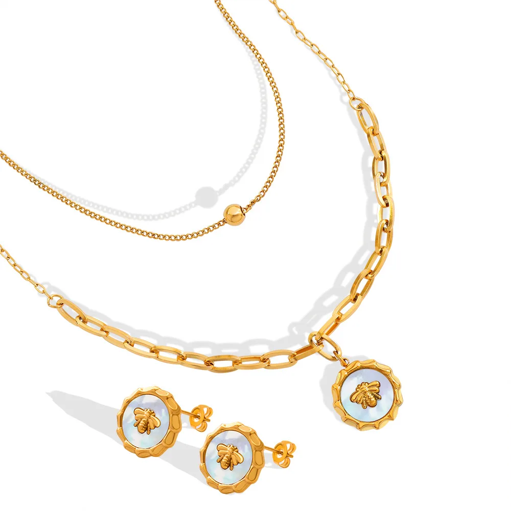 White Seashell Double Layer Bee Jewelry Sets of Necklace and Earrings for Women Female Earring Jewelry Sets Holidays Gifts
White Seashell Double Layer Bee Jewelry Sets of Necklace and Earrings for Women Female Earring Jewelry Sets Holidays Gifts