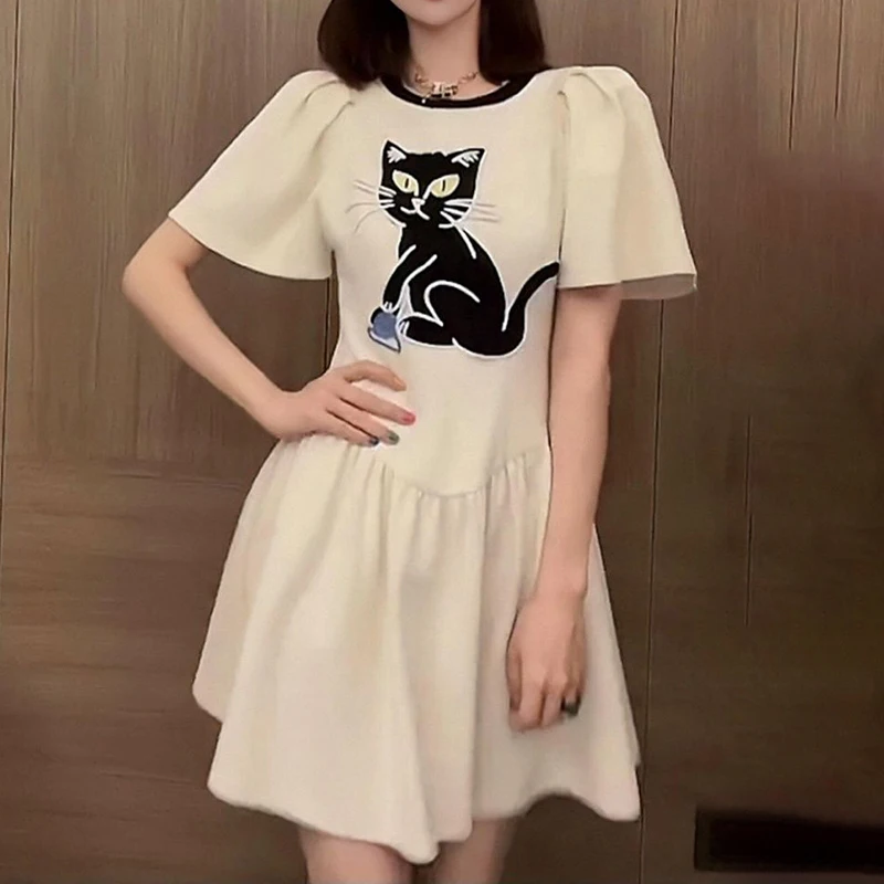 2022 Summer Women's Texture Puff Sleeve Skirt Temperament White Print Dress Cotton Casual vestido feminino
2022 Summer Women's Texture Puff Sleeve Skirt Temperament White Print Dress Cotton Casual vestido feminino