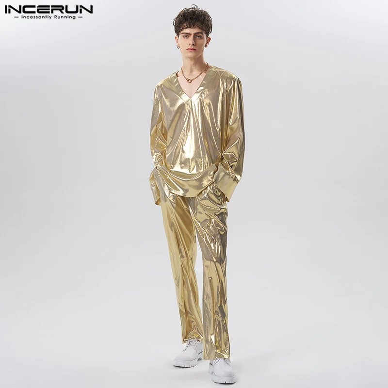 INCERUN 2023 Men Sets Shiny Streetwear Party V Neck Long Sleeve T Shirt & Pants Two Pieces Sets Loose Fashion Men's Suits S-5XL
INCERUN 2023 Men Sets Shiny Streetwear Party V Neck Long Sleeve T Shirt & Pants Two Pieces Sets Loose Fashion Men's Suits S-5XL
