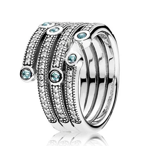 

Original Moments Ocean Frosty With Mint & Clear Crystal Ring For Women 925 Sterling Silver Wedding Gift Fashion Jewelry
