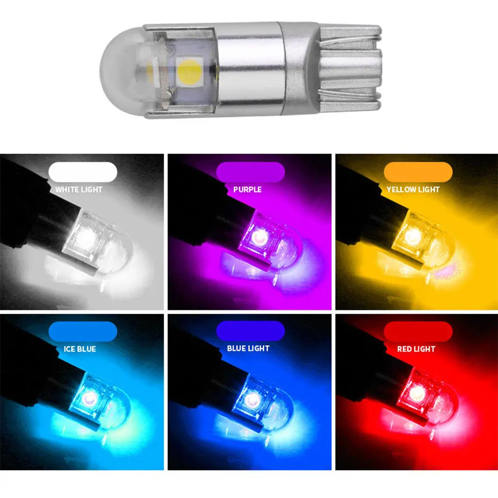 

1pc T10 5W5 W5W LED Car Bulb 3030 2-SMD Auto Turn Signal License Plate Lamp Clearance Light Bulb 12V 7000k White 194 168