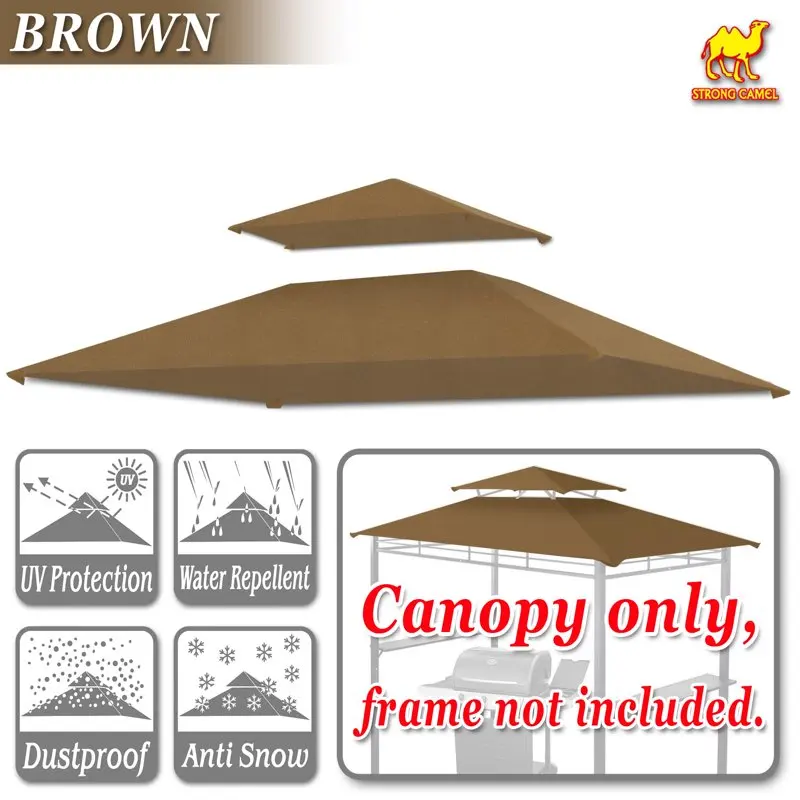 

Tiered Replacement Canopy ONLY for 8x5Ft Barbecue Gazebo, Outdoor Grill Shelter Replacement Canopy Top (Brown)