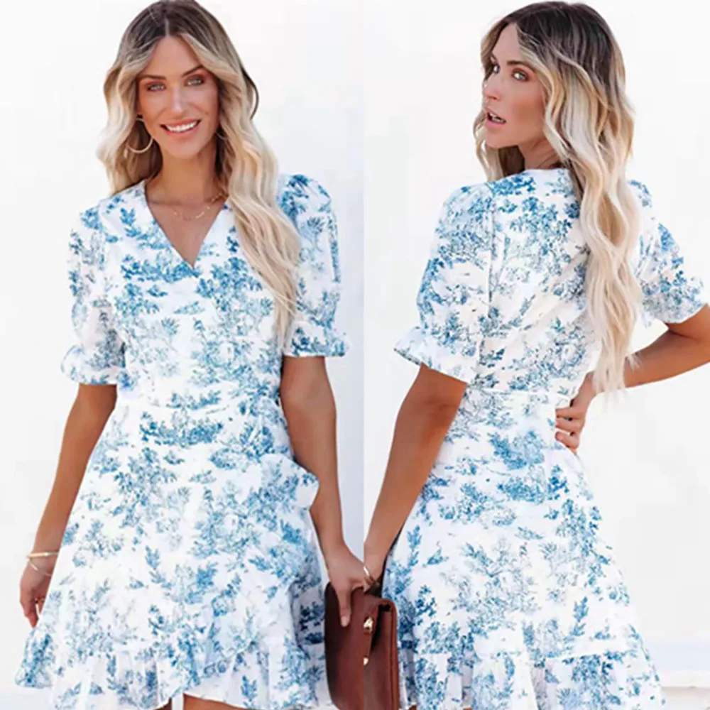 V Neck Summer Casual Dress For Women Short Sleeve Polyester Travel Working Daily Women Dress Female Elegant Clothes
V Neck Summer Casual Dress For Women Short Sleeve Polyester Travel Working Daily Women Dress Female Elegant Clothes