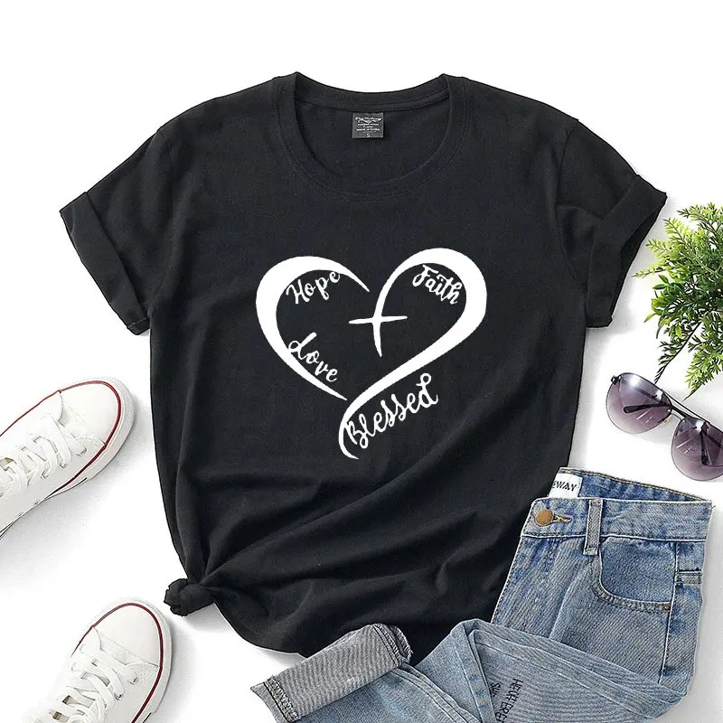Faith Hope Love Heart Shirt Summer Soft Causal T-shirts For Womens Ladies TShirt Young Girls Regular Cotton O-Neck Tee Tops
Faith Hope Love Heart Shirt Summer Soft Causal T-shirts For Womens Ladies TShirt Young Girls Regular Cotton O-Neck Tee Tops