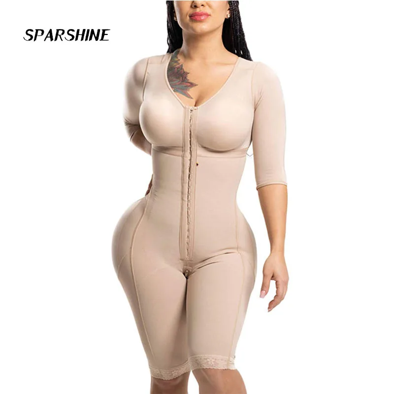 

Post-Surgery Double Compression Garments Faja With Sleeves & Bra Tummy Control Shapewear Slimming Fajas Lace Body Shaper