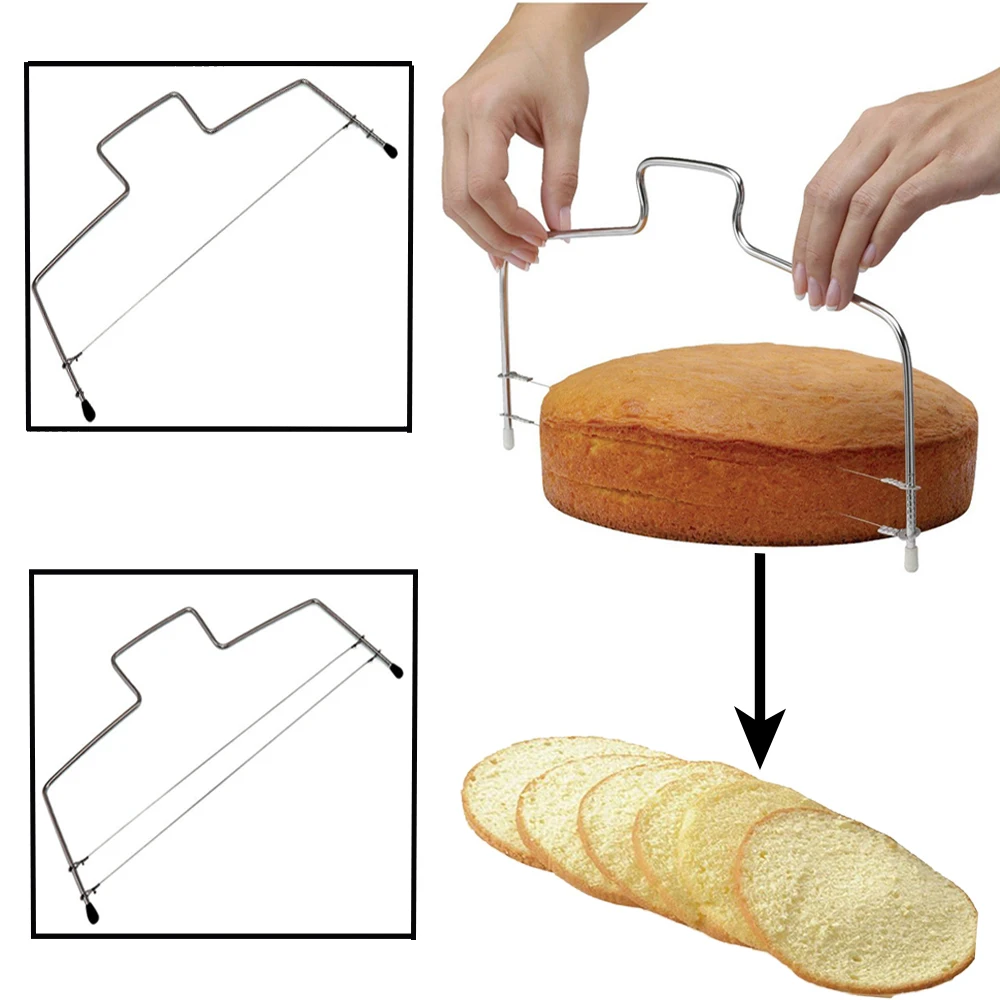 

1 шт. двухлинейный слайсер для торта Регулируемая проволока из нержавеющей стали слайсер для торта разделитель хлеба кухонные аксессуары и...