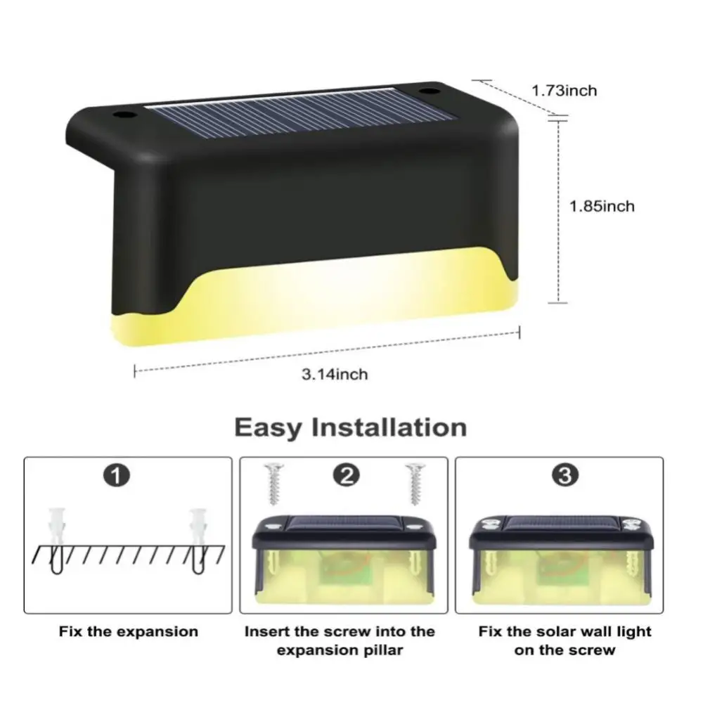 Outdoor Stair Solar Light Waterproof Garden Step Lamp Fence Pathway Yard Patio Garden Decor Lawn LED LightingWarm Light
Outdoor Stair Solar Light Waterproof Garden Step Lamp Fence Pathway Yard Patio Garden Decor Lawn LED LightingWarm Light