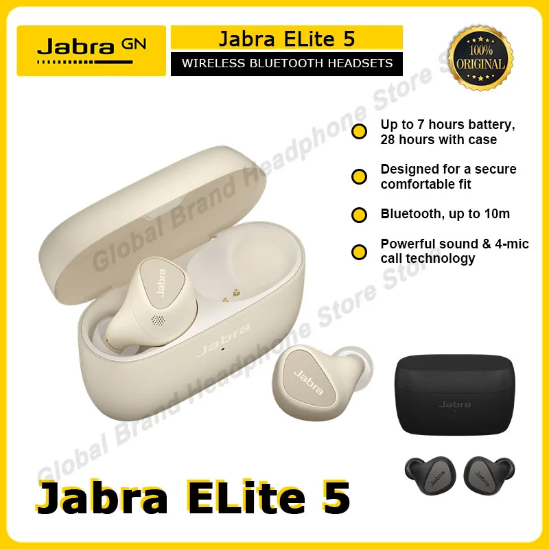 

Оригинальные беспроводные Bluetooth наушники Jabra Elite 5, гарнитура для музыки и игр, спортивные наушники для бега, наушники ANC