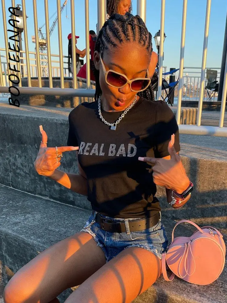 BOOFEENAA Rhinestone Letter Graphic T-shirts Women Baby Tee Y2k Streetwear Short Sleeve Crop Tops Baddie Outfits C85-AI10
BOOFEENAA Rhinestone Letter Graphic T-shirts Women Baby Tee Y2k Streetwear Short Sleeve Crop Tops Baddie Outfits C85-AI10