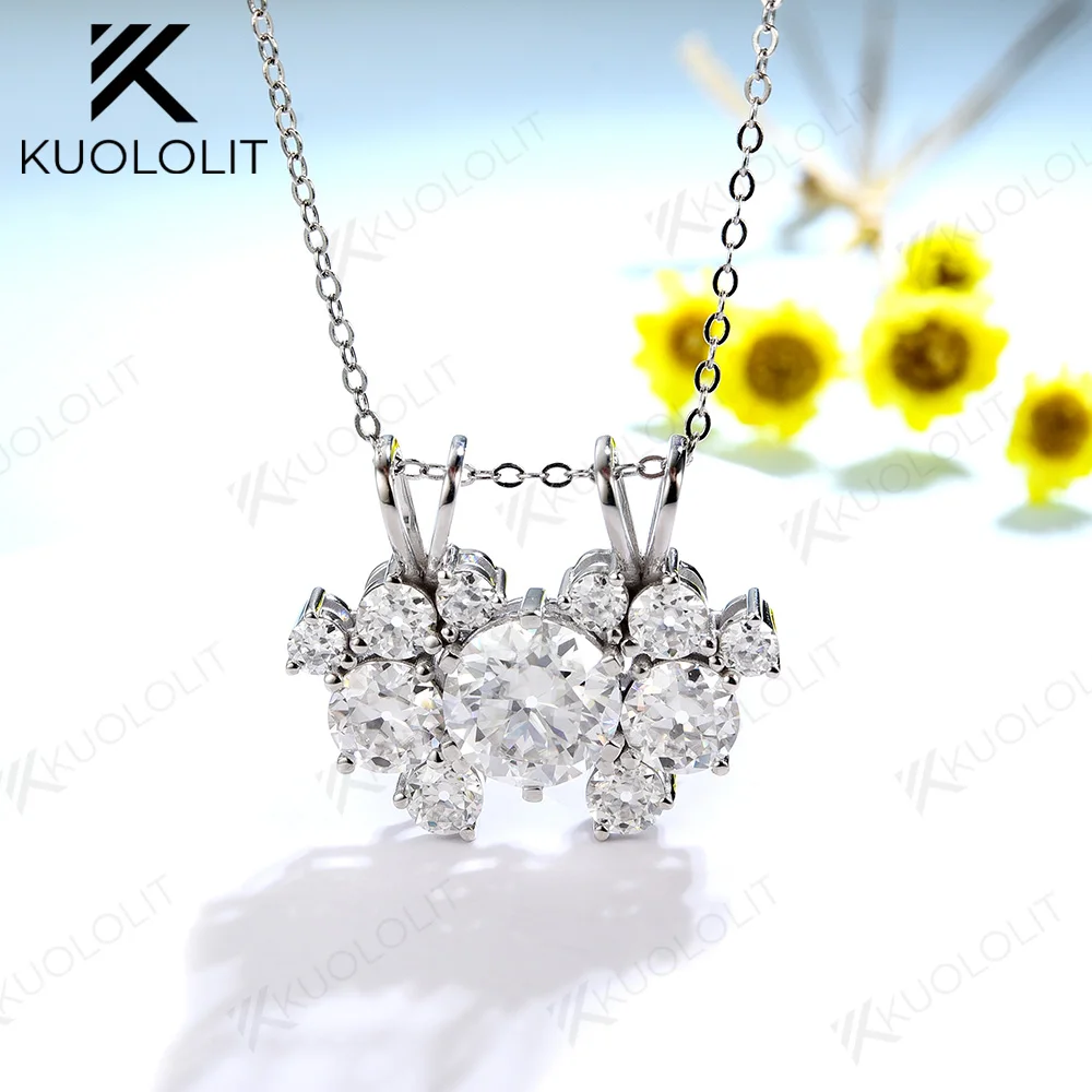 

Куолит моиссанит ожерелья для женщин Твердые 10 к 14 к 585 925 Серебряный цветок стиль кулон с цепочкой для помолвки классический подарок