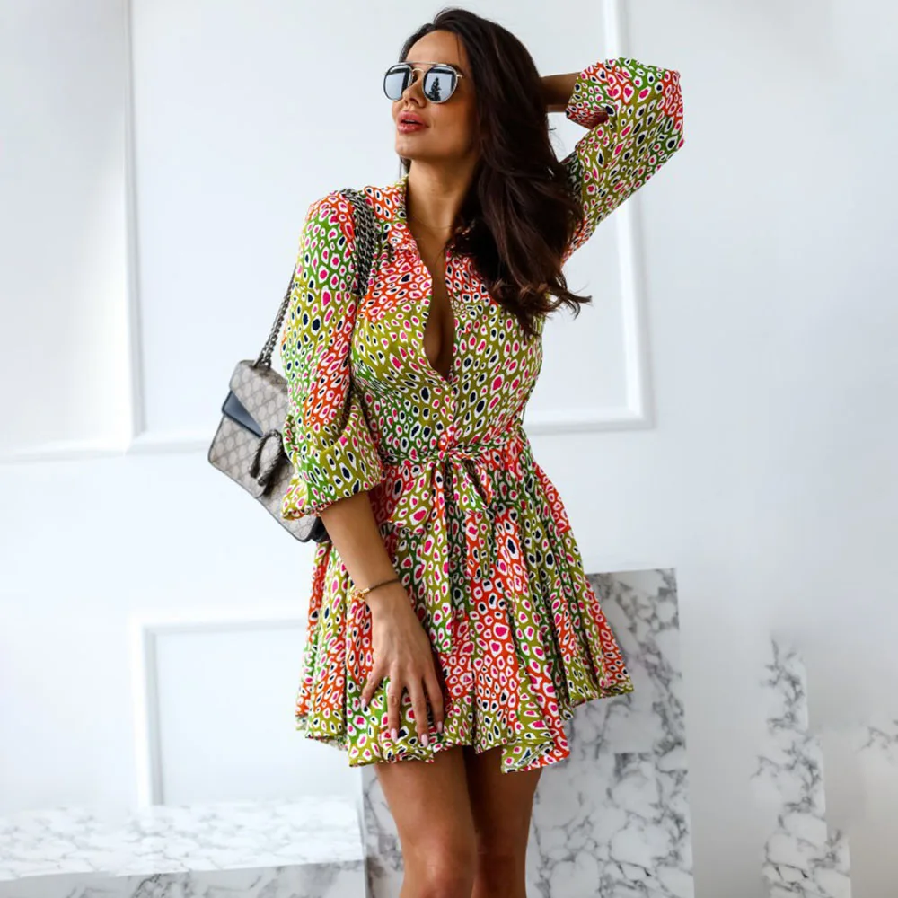 Women Summer Long Sleeve A-Line Dress Autumn Fashion Turn Down Collar Print Beach Female Casual Elegant Lace Up Mini Dresses
Women Summer Long Sleeve A-Line Dress Autumn Fashion Turn Down Collar Print Beach Female Casual Elegant Lace Up Mini Dresses
