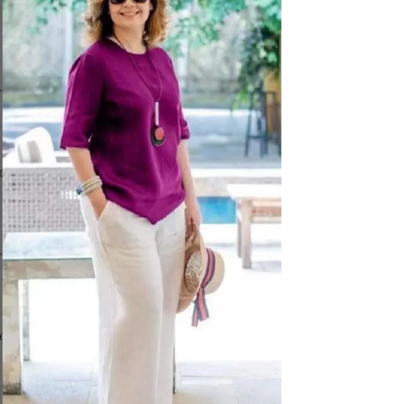 Fashion Casual suit Sim Round Neck Half-sleeved LoOz WId Leg Pants Comforting Casual
Fashion Casual suit Sim Round Neck Half-sleeved LoOz WId Leg Pants Comforting Casual