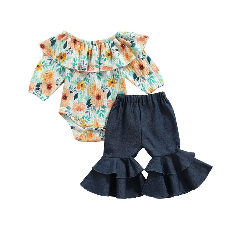 Baby Girls 2Pcs Fall Outfits Long Sleeve Off Shoulder Floral Romper + Flare Pants Set
Baby Girls 2Pcs Fall Outfits Long Sleeve Off Shoulder Floral Romper + Flare Pants Set