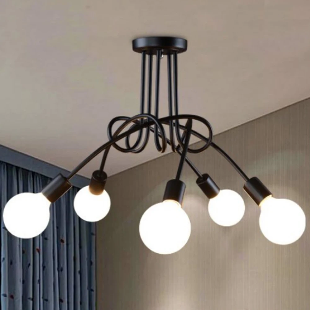 Nordic modern creative curve E27 chandelier dining room living room bedroom iron chandelier
Nordic modern creative curve E27 chandelier dining room living room bedroom iron chandelier